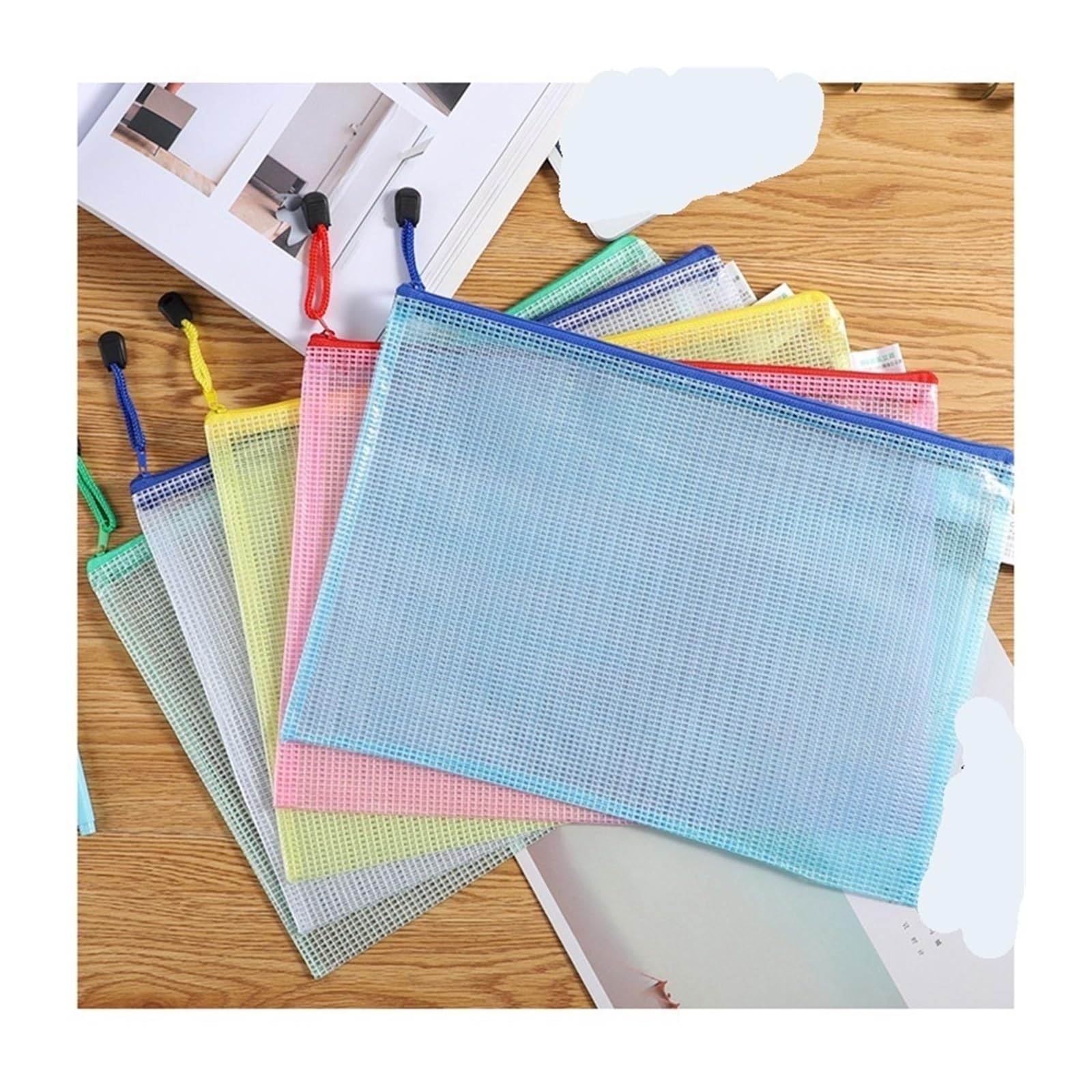 Sacchetti per documenti in plastica, 24 pezzi, formato A4, con cerniera, per studenti, ufficio, ufficio, archiviazione documenti