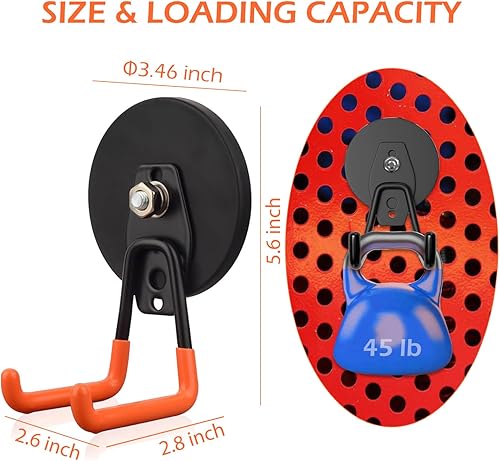 Miniatura 5 de KAKEICE Ganchos magnéticos fuertes para garaje, paquete de 2 ganchos de pared de garaje para caja de herramientas de almacenamiento, taladro