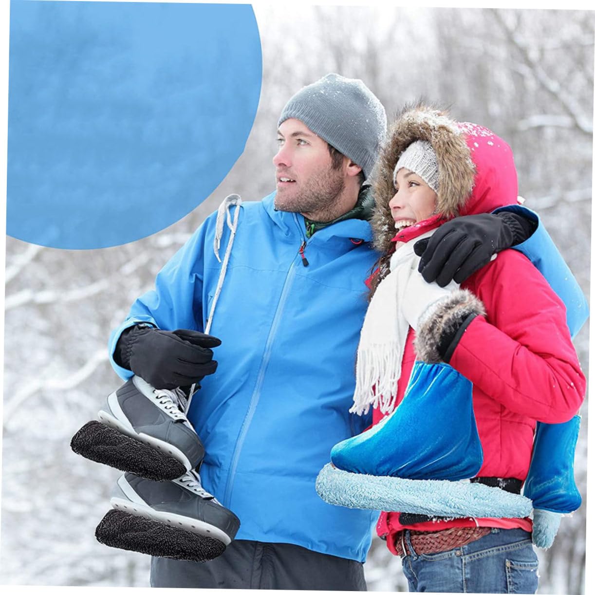 2 Paires de Protège-Lames de Patins à Glace en Peluche Polyester pour Garçon et Filles, Absorbe L'humidité et Confortable, Patinage Glace