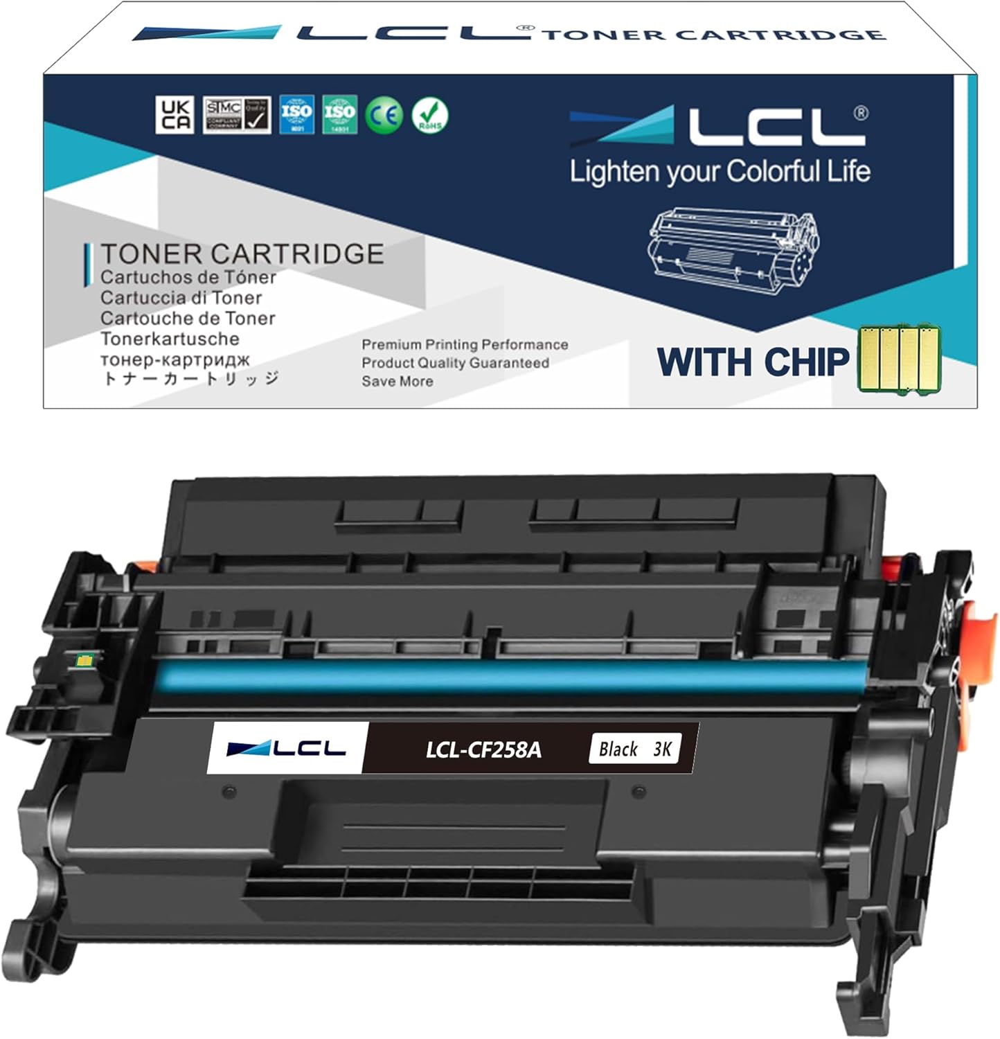 LCL 58A CF258A Black Toner Cartridge with Chip Replacement for HP 58A CF258A 58X CF258X LaserJet MFP M428fdw M428dw M428fdn Pro M404n M404dn M404dw M404 M428 Toner Laser Jet Printer (1-Pack)