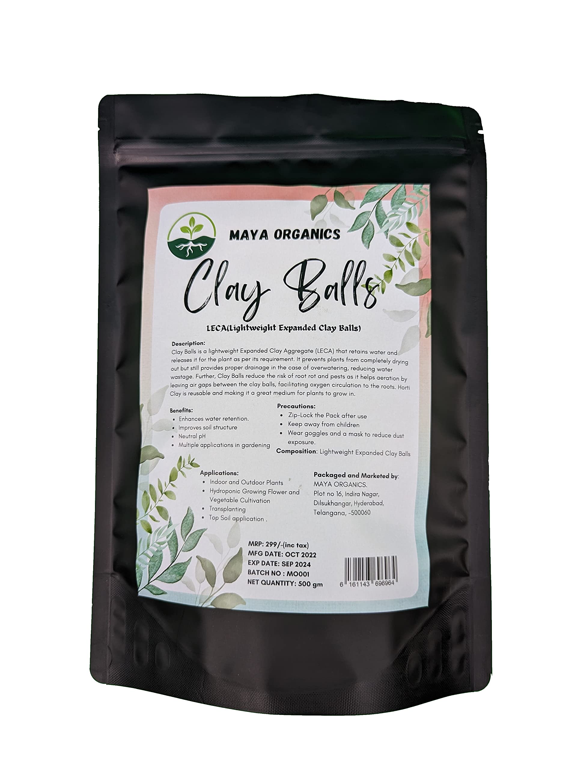 Maya Organics 3 LTR Clay Balls, Hydrotons, Lightweight Expanded Clay Aggregate (LECA) Essential for Hydroponics, Aeroponics & Aquaponics(2000 gm)