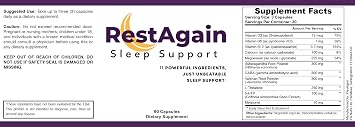 RestAgain Sleep Support - 90 Capsules, Melatonin, GABA, Magnesium, L Theanine, Ashwagandha and More