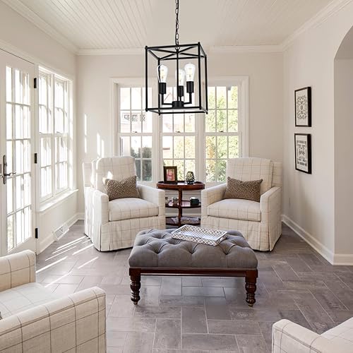 Miniatura 7 de Lámparas de araña de isla para cocina, comedor, color negro, farol, lámpara colgante moderna, lámpara cuadrada, casa de campo