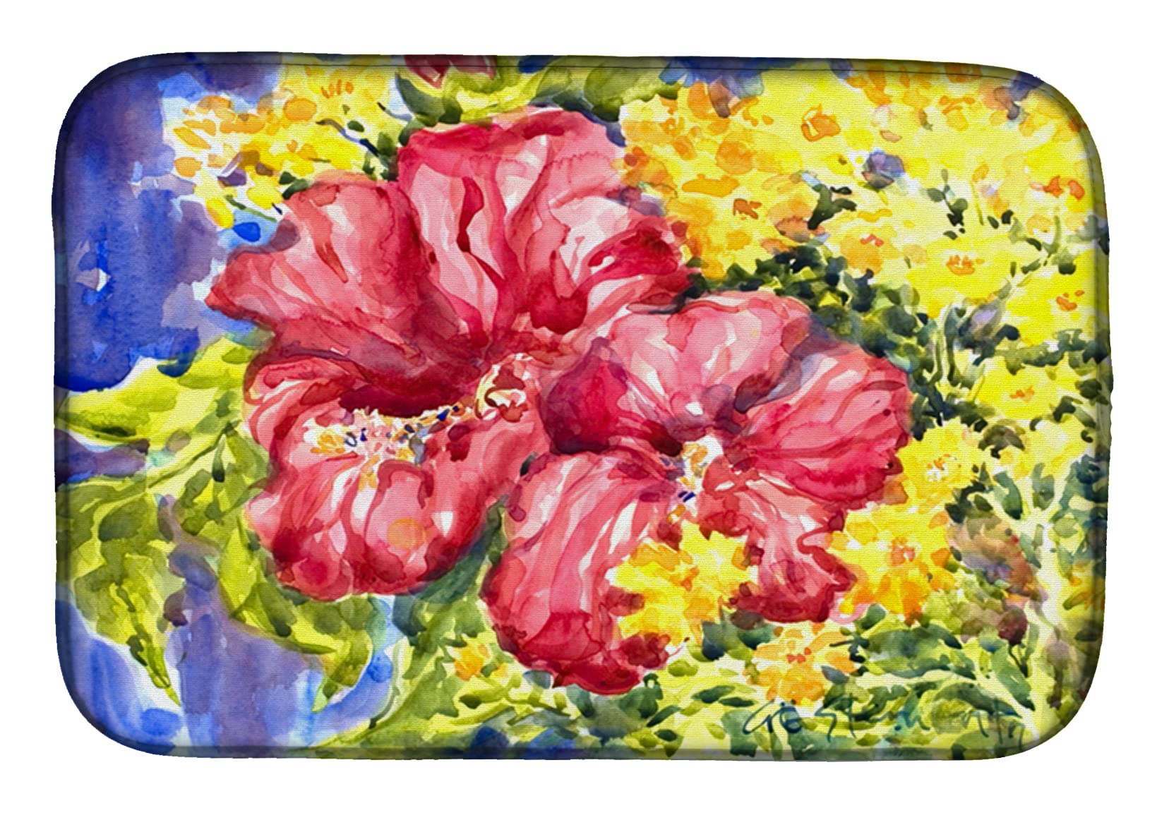 Tapis absorbant vaisselle motif floral pour protéger le plan de travail