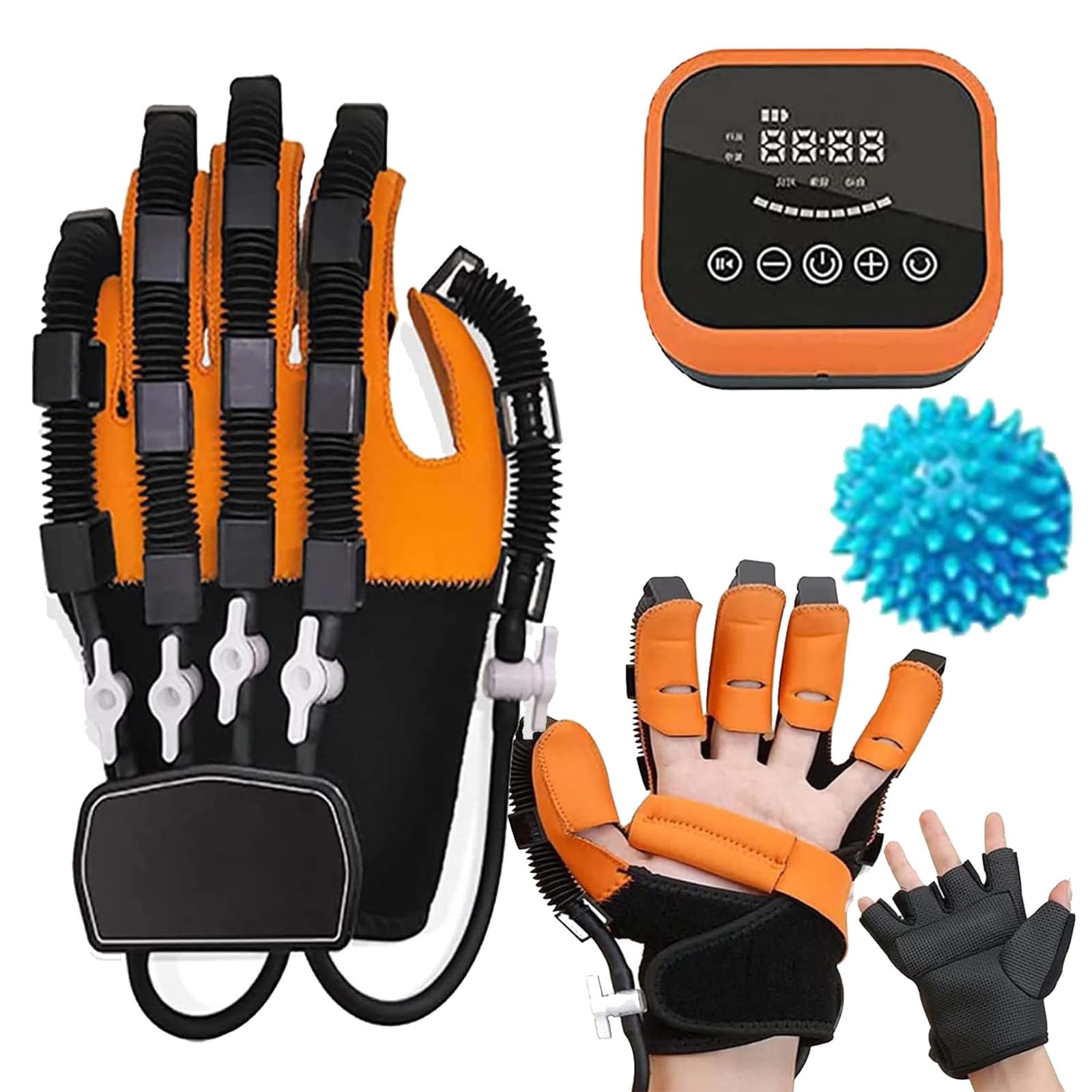FBJAMZ Robotic Rehab Gloves,for Stroke Recovery Left Hand Finger Training with LCD Display, Mirror Mode Focused Single Finger Therapy