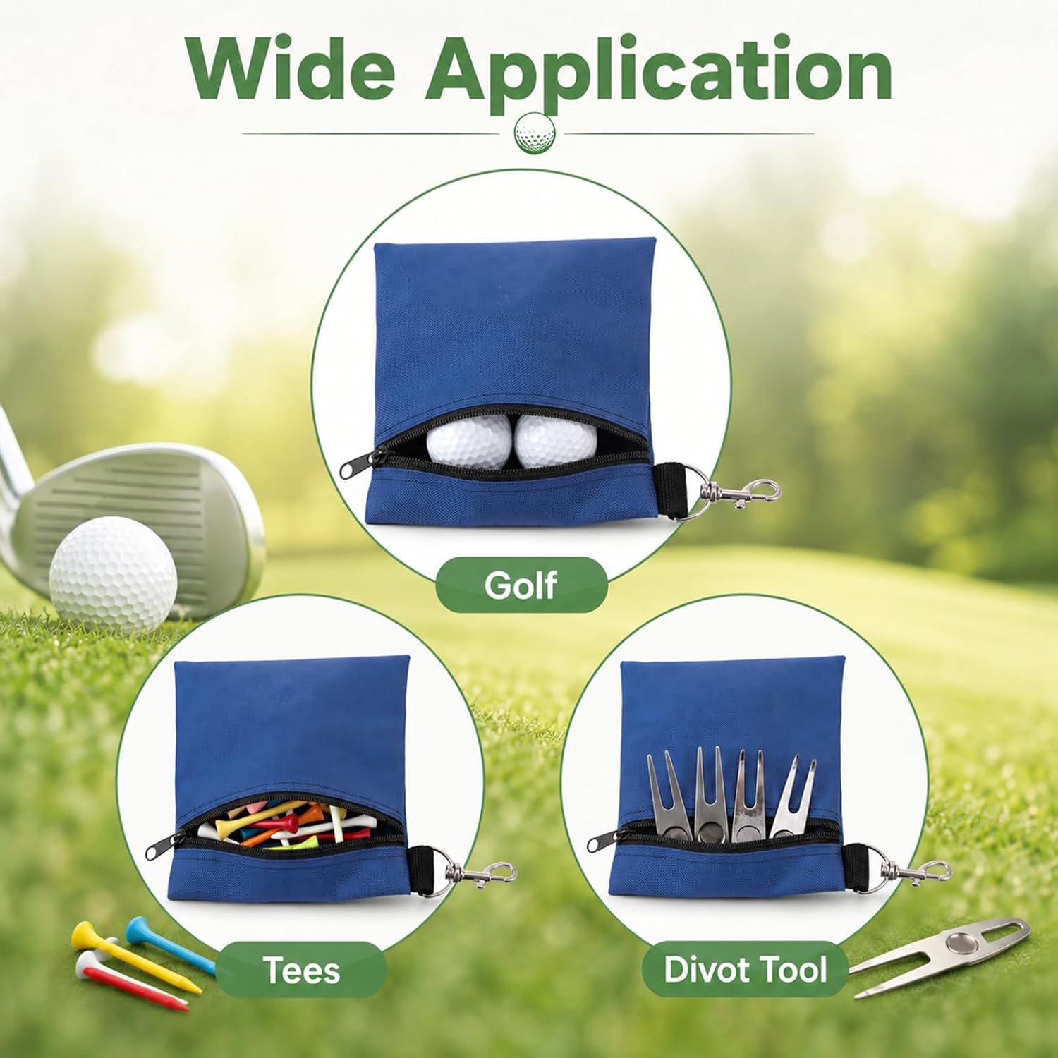 3pcs Golf Pouch Bag, 6.7 X 5.5 Inch Golf Tee Bag Pouch image 5