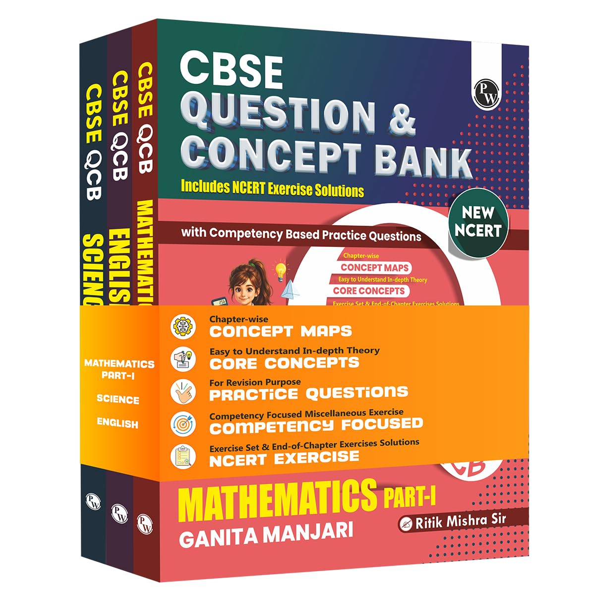 PW CBSE Class 9 New NCERT 2026-27 Science (Exploration), Maths Part 1(Ganita Manjari) and English R1 (Kaveri) Combo Set of 3 Books with Competency Based Practice Questions