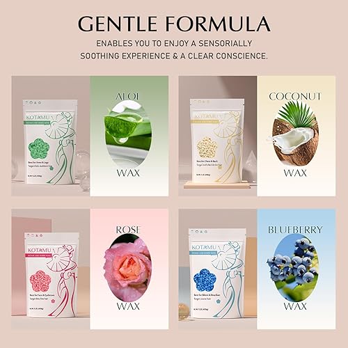 Miniatura 9 de Kit de calentador de cera kit de depilación KOTAMU con 4 granos de cera dura objetivo para bikini brasileño de cuerpo completo cejas faciales
