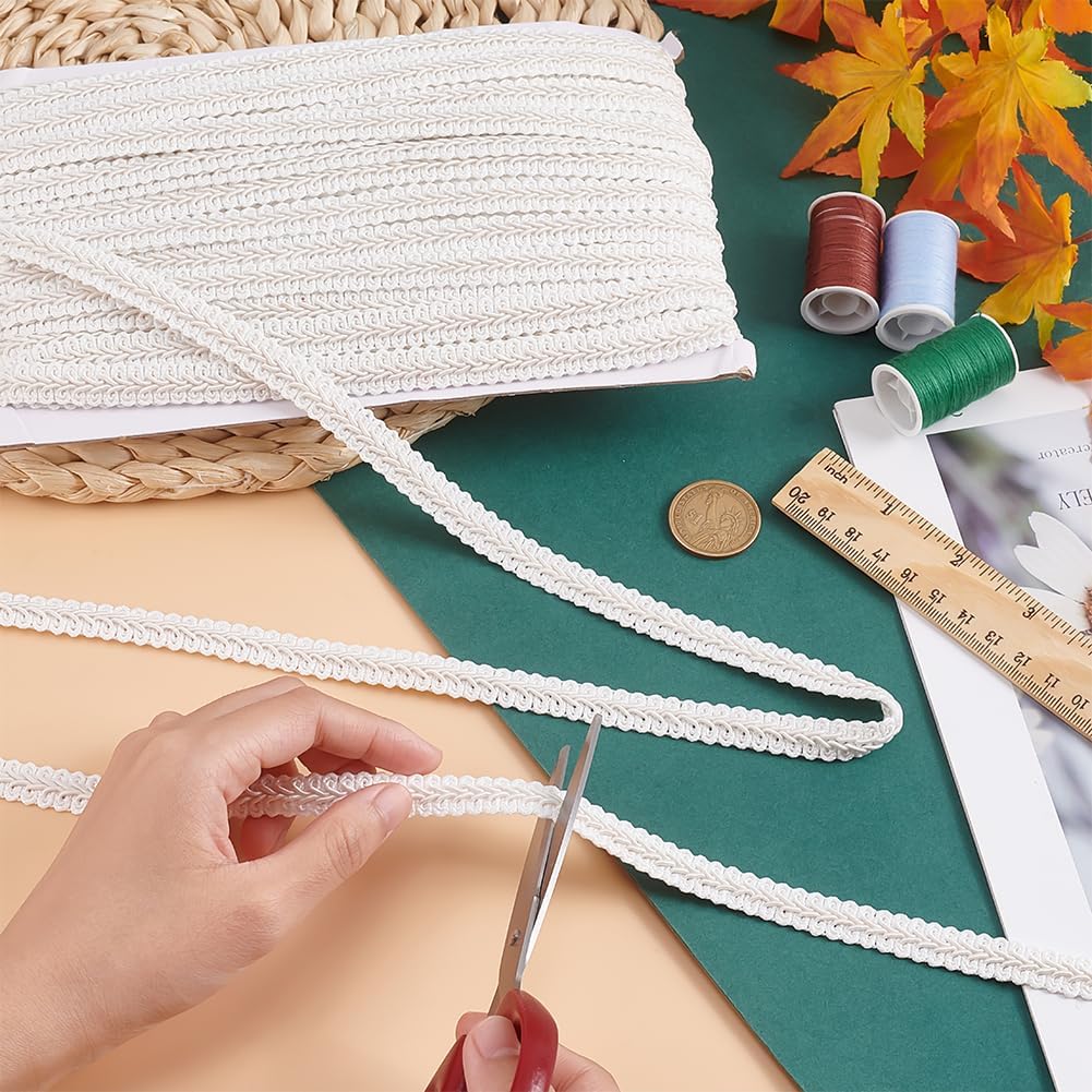 PH PandaHall White Gimp Braid Trim 27 Yards 1/2 Inch Polyester Woven Braid Trim Upholstery Trim Decorative Gimp Trim for DIY Crafts Sewing Curtain Jewelry Costume Wedding Decoration