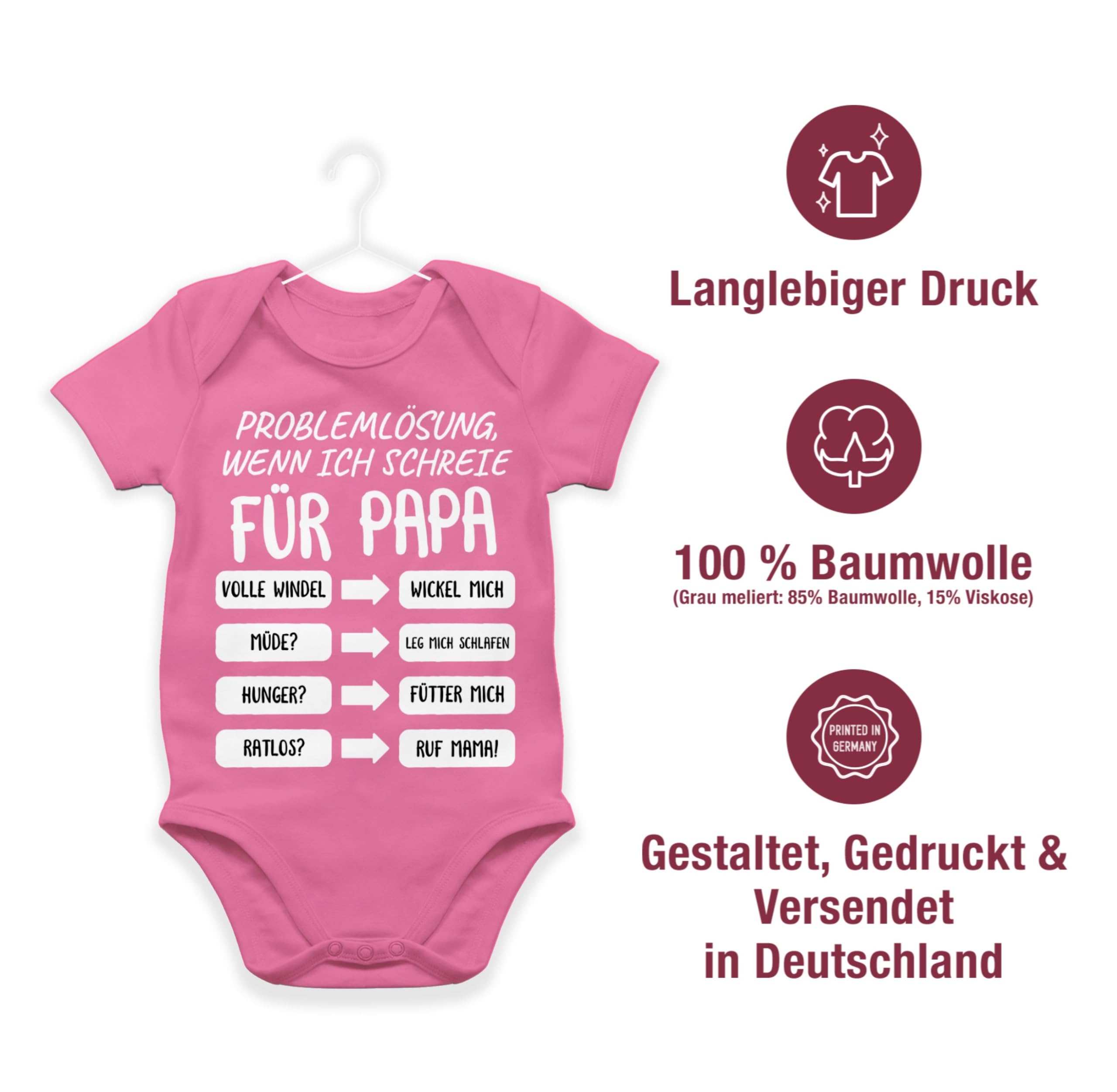 Shirtracer - Baby Body Kurzarm - Geschenk zum Vatertag - Problemlösung wenn ich schreie für Papa weiß