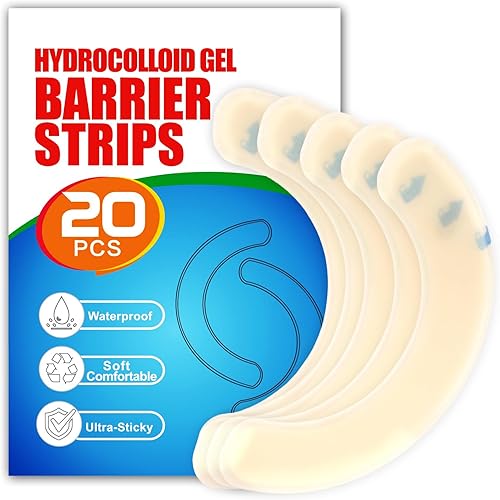 20 tiras de barrera hidrocoloide para ostomía  Cinta adhesiva impermeable para bolsas de estoma de colostomía  Tiras de barrera de estoma elásticas