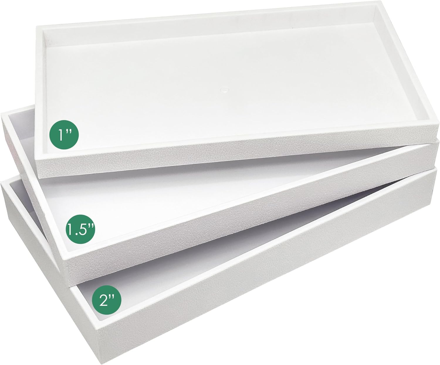 6-Pack 2" Stackable Plastic Jewelry Trays - Fit Full Size Inserts - Organizing Rings, Necklaces - Home, Drawer, or Retail - White by The Display Guys