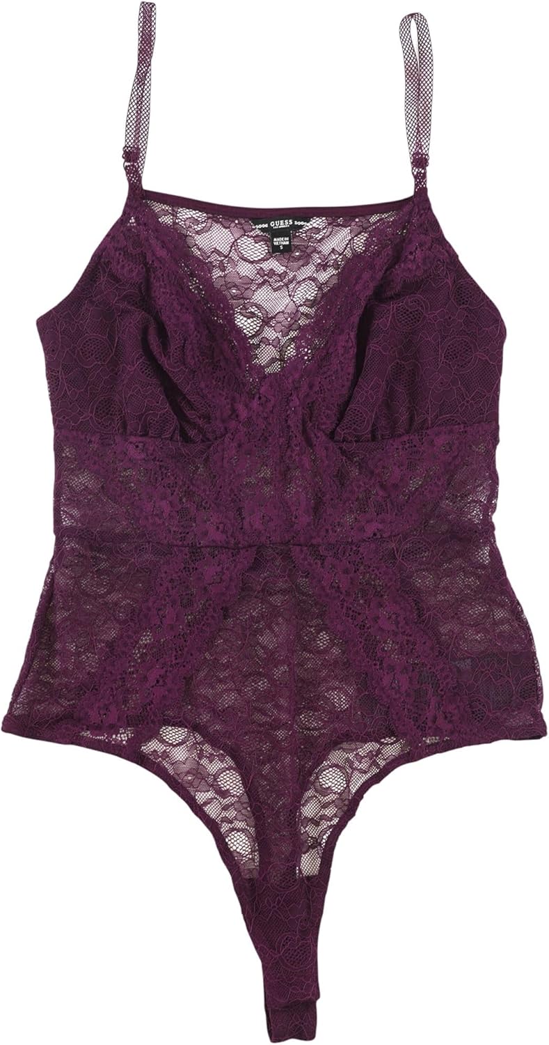 Guess | Lace Scalloped-Trim ボディースーツ | Aubergine Purple | L