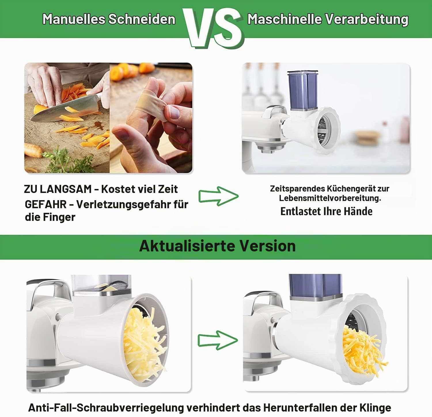 Slicer Shredder Aufsätze für ZACME Zubehör,Käsereibe, Edelstahl Gemüse Schneider für ZACME Zubehör,Allesschneider, Gemüseschneider, Obstschneider, Salatzubereiter-Aufsatz
