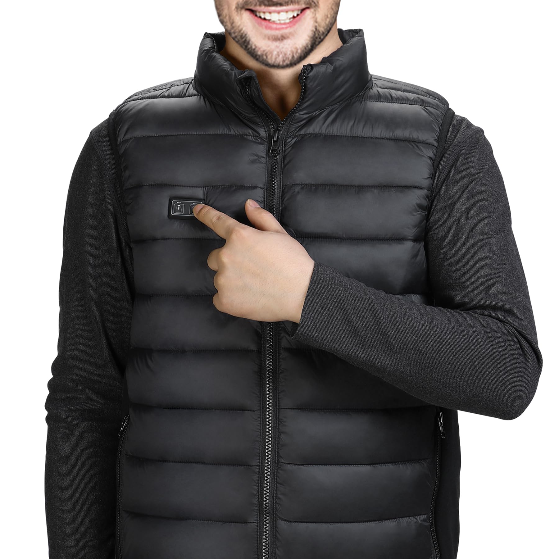 Loowoko Gilet riscaldato uomo con batteria 10000mAh, giubbotto riscaldato leggero 3 livelli di calore + 4 zone di riscaldamento, Per lavoro all'aperto, ciclismo, moto e sci