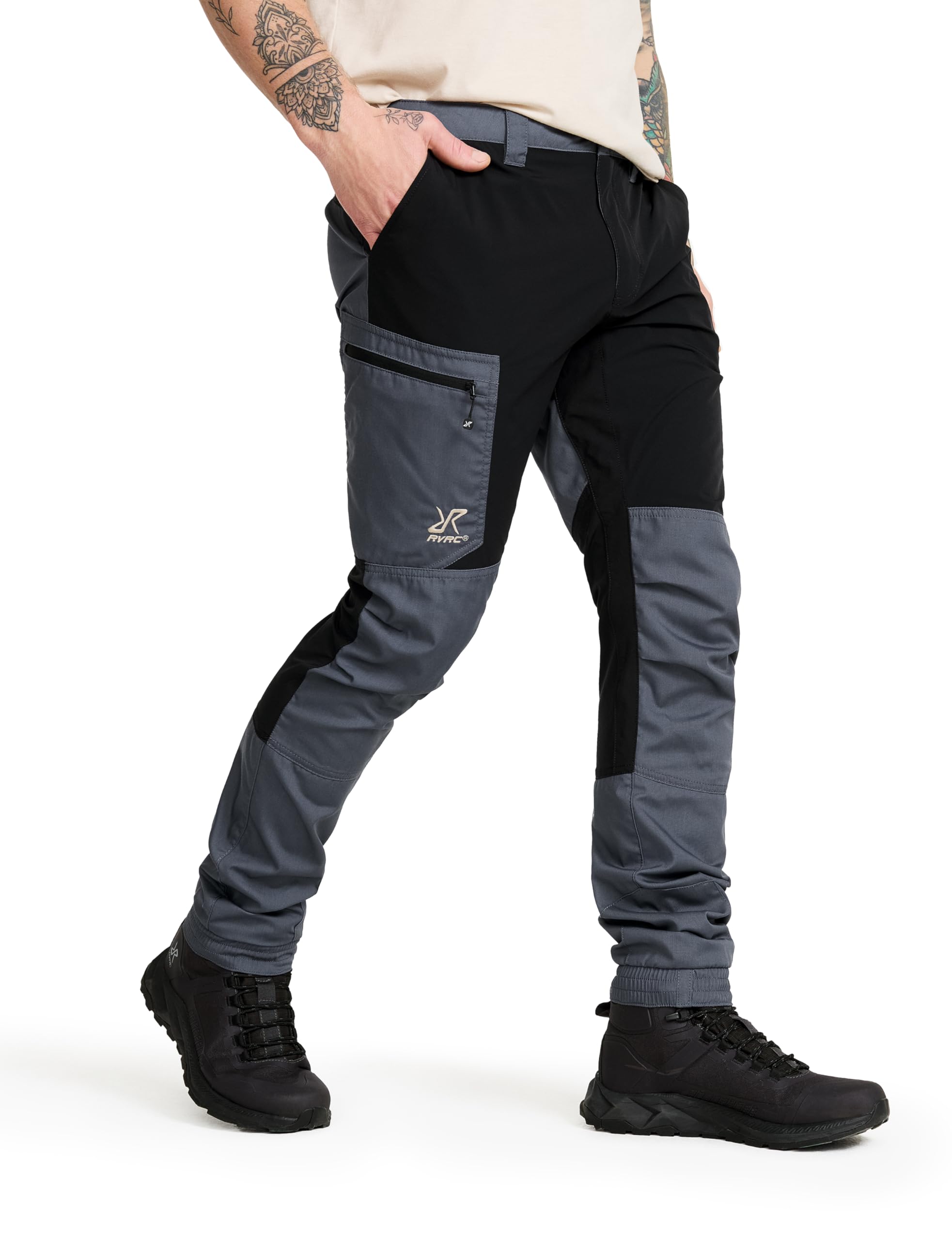 RevolutionRace Rambler Lightweight Trousers for Men, Outdoor Walking and Hiking Trousers, Turbulence Blue/Black, XXL