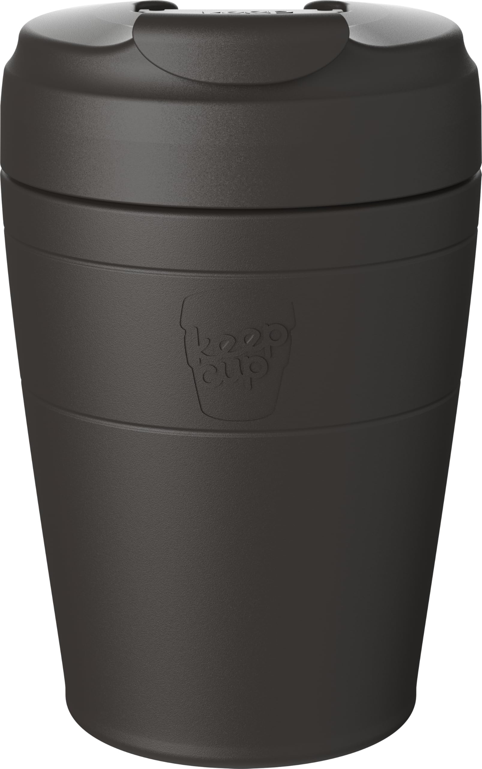 KeepCup Reisebecher für Pendler, isolierter Edelstahl, wiederverwendbar, mit auslaufsicherem Klappdeckel, 340 ml, Schwarz