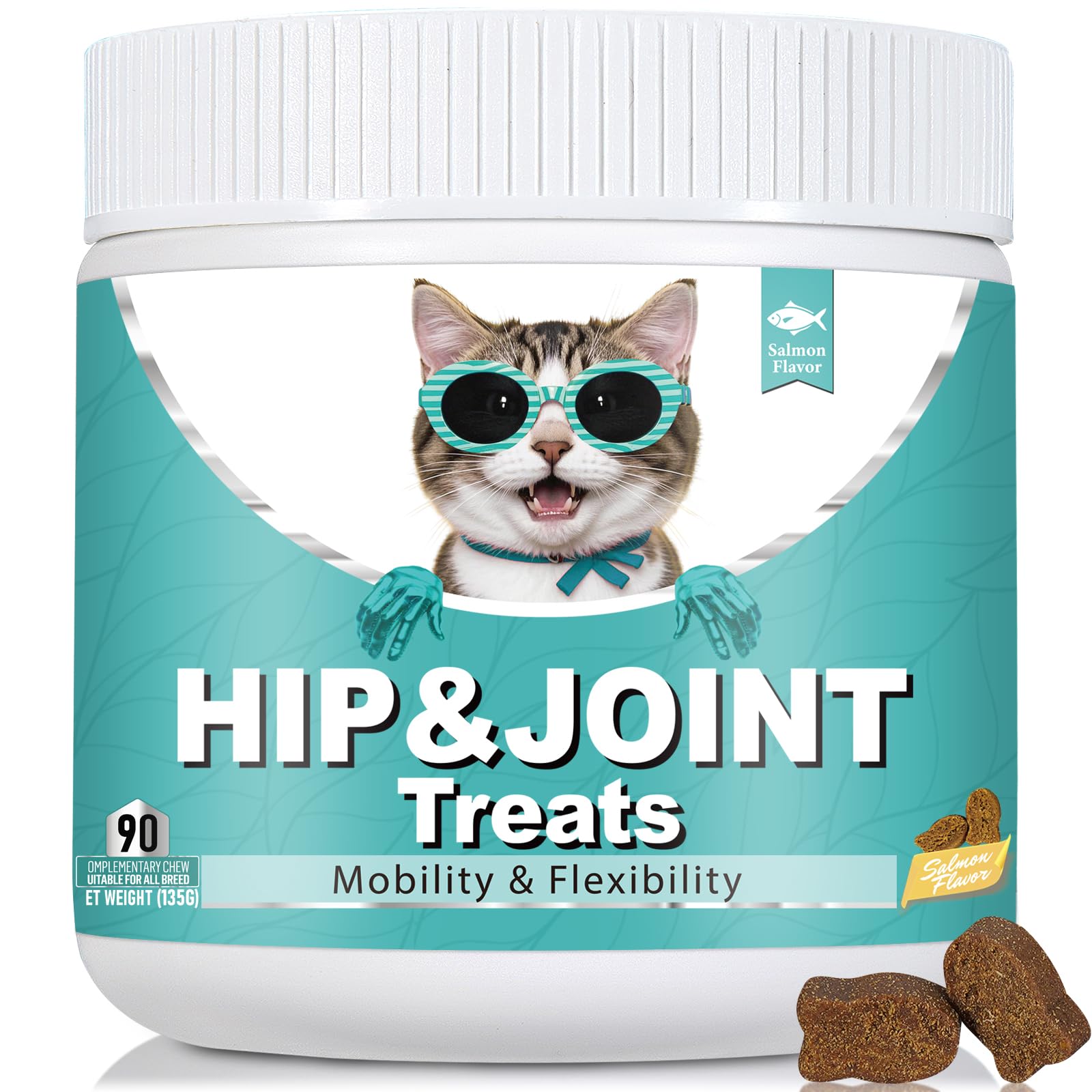 Bailey & Buddies Hip and Joint Supplement for Cats 90 Soft Chews with Glucosamine, Chondroitin, MSM and Green-Lipped Mussel