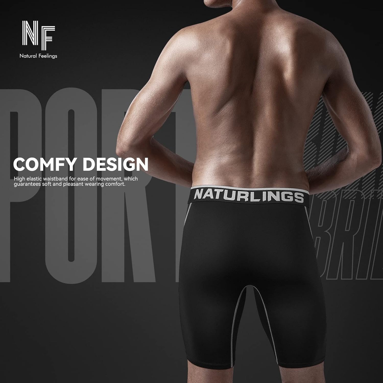 Natural Feelings Mens Underwear Boxer Briefs Long Leg 9 Inch Performance Boxer Briefs for Men - Image 3