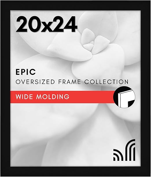 Americanflat 20x24 Picture Frame with Polished Plexiglass - Black Picture Frame - Wide Photo Frames Made of Engineered Wood for Vertical or Horizontal Wall Display - Epic Collection - Black