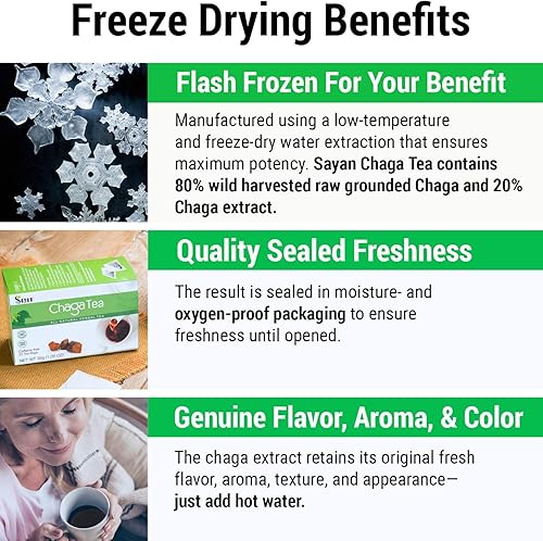 Miniatura 4 de Sayan Extracto de hongo chaga siberiano y reishi orgánico 90 cápsulas vegetarianas y caja de 20 bolsas de té chaga - Suplemento dietético cosechado