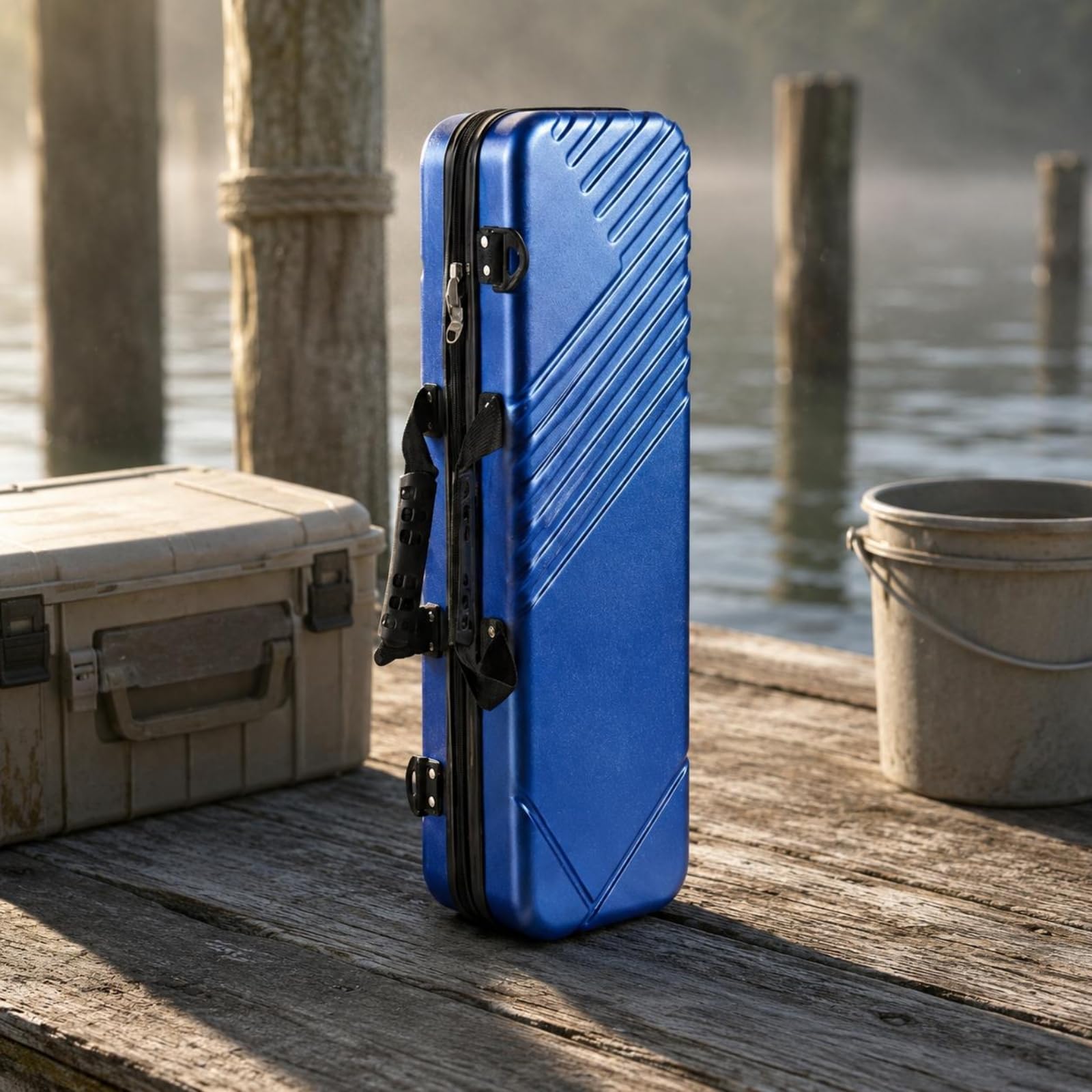 Fishing Rod Case con Struttura Rettangolare Rigida Custodia Porta Canne Borsa Trasporto Rivestimento Adatta per Pescatori Viaggi E Usi Quotidiani, Array, Nero, 95cm