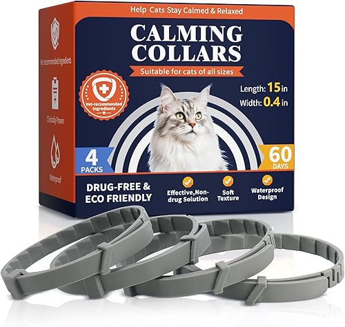 Zooblu Collar calmante para gatos  Collar calmante para gatos de 15 pulgadas, alivio de la ansiedad de los gatos, dura 60 días, collar calmante de