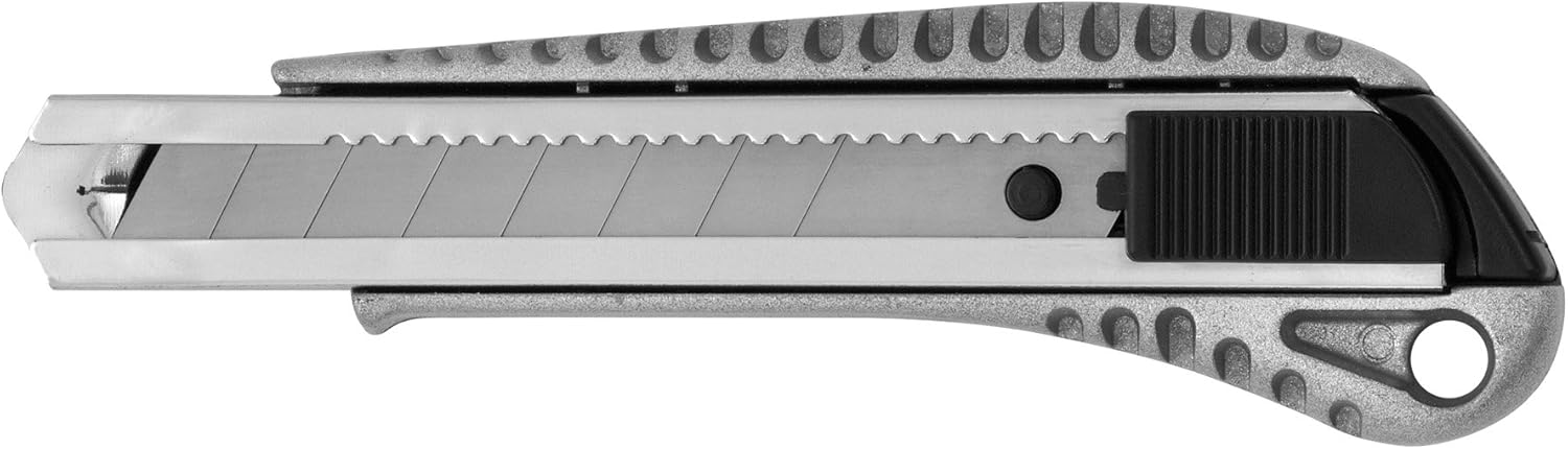 Westcott E-84028 00 18 mm Aluminium Alloy Snap Off Blade Knife with Ergonomic Handle - Grey