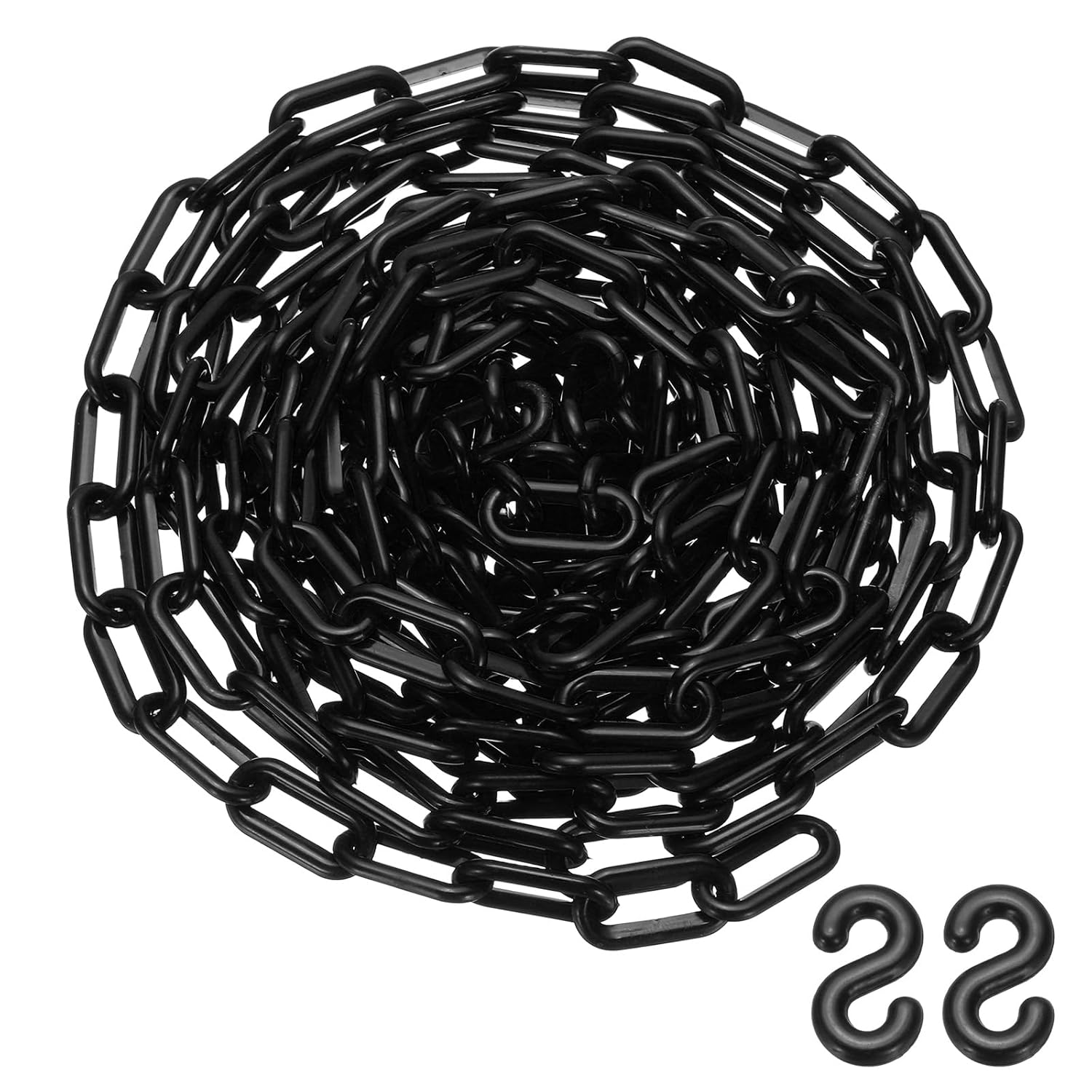 PATIKIL 25 Feet Plastic Chain Link, Safety Barrier Chain 1x2 Inch Buckle Lightweight Waterproof Crowd Control Queue Line Concerts Parking DIY Craft Fence Gate, Black