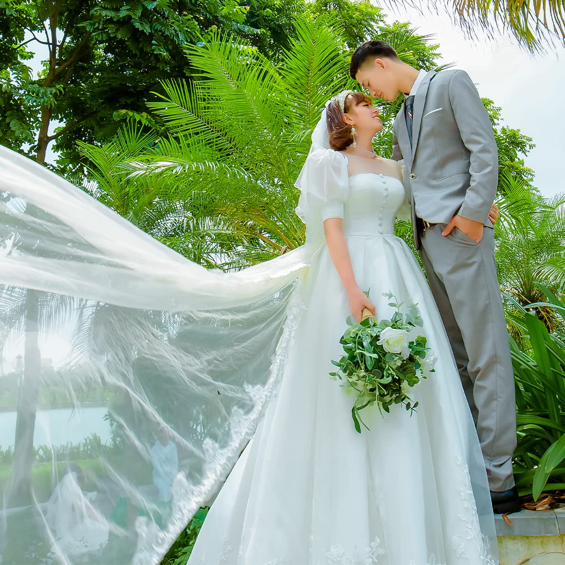 Voile De Mariée Cathédrale 3m ARHZ – Tulle Brodé Ruban Vintage Élégant Avec Peigne, Idéal Mariage, Photoshoot Ou Déguisement Soirée