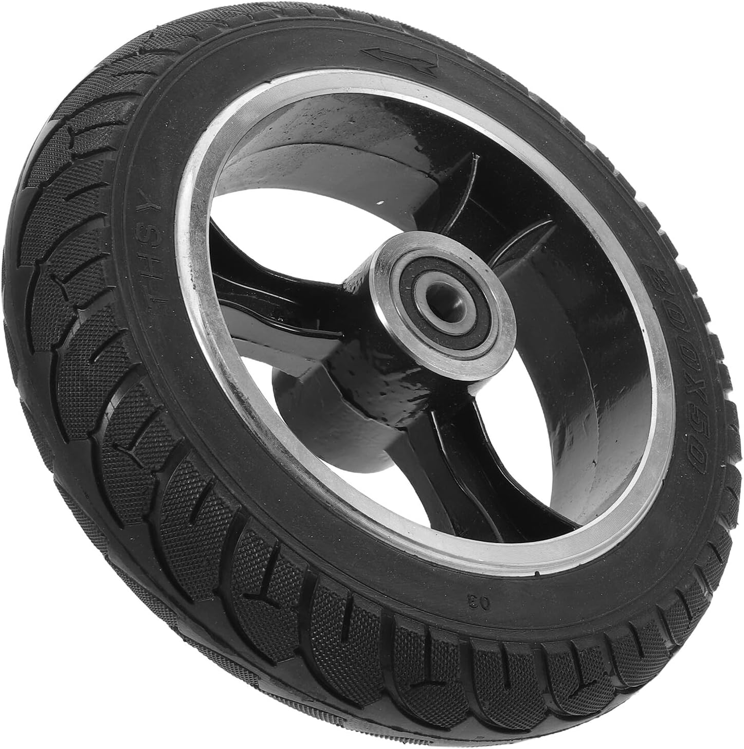 Electric Scooter Solid Tire 8 Inch 200x50 Puncture-proof Solid Rubber Replacement Wheel with Aluminum Alloy Hub for Front and Rear Scooter Use