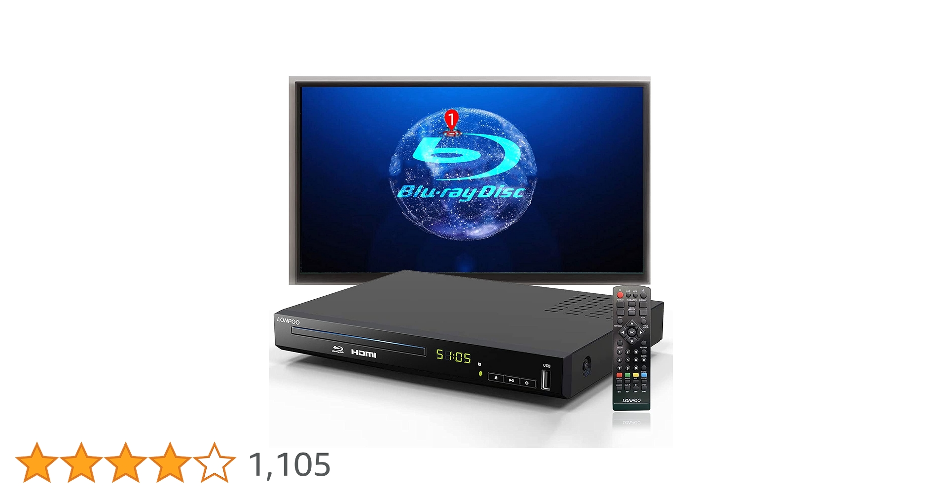 プレーヤー LONPOO Blu-ray Disc Player LP-100 Blu Ray DVD Player,LONPOO Full HD Blu-ray Disc Player with