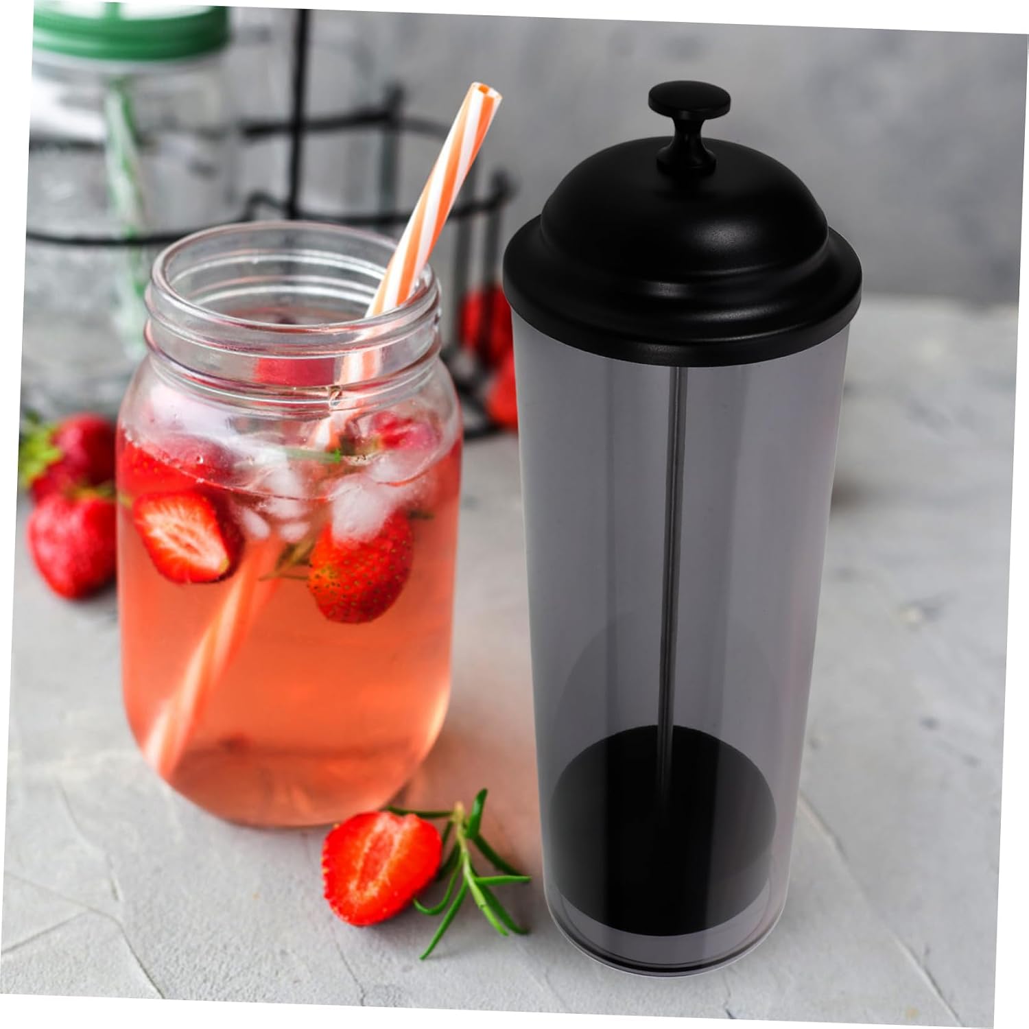 Plastic Straw Dispenser Holder, Space Saving Countertop Bucket
