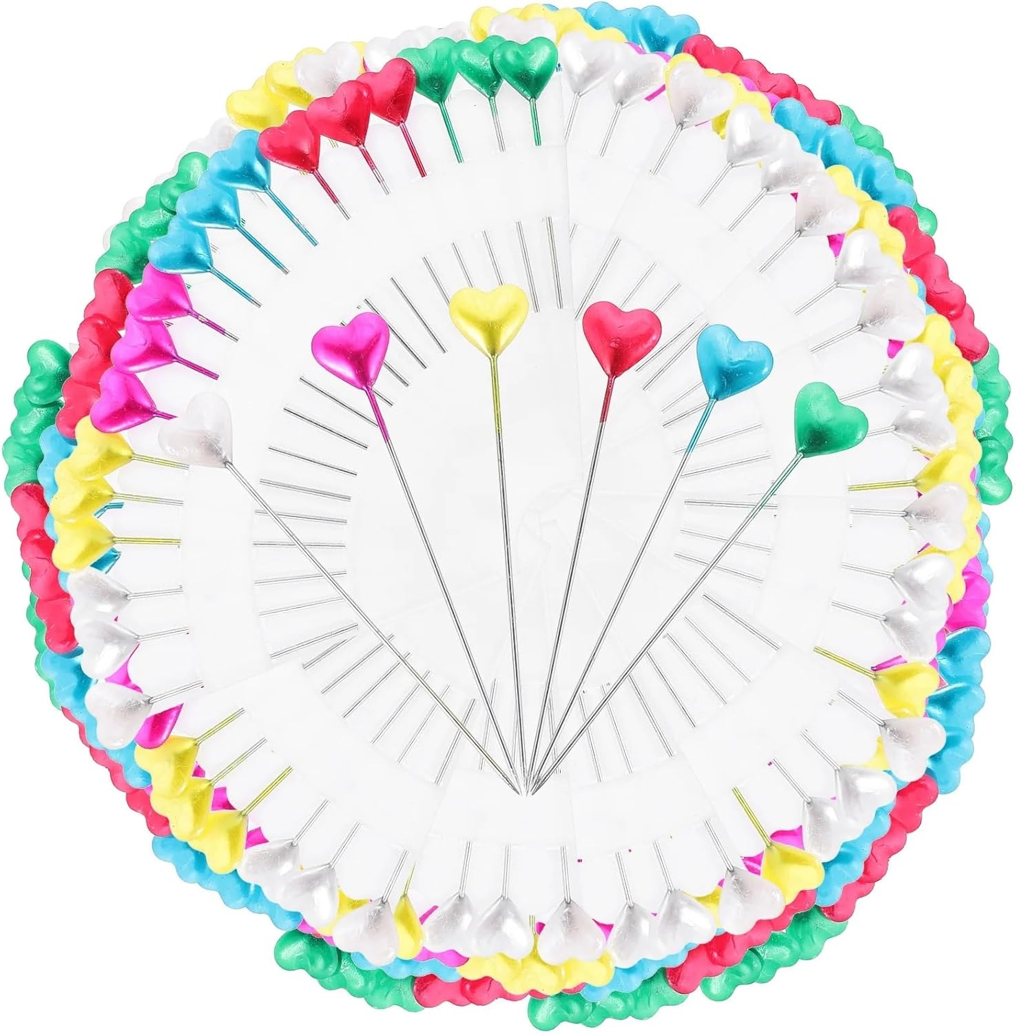 Sewing Pins Pearlescent Heart Shaped Pins Straight Sewing Needles Quilting Cross Stitch Jewelry Supplies Decorative Embroidery(648pcs)