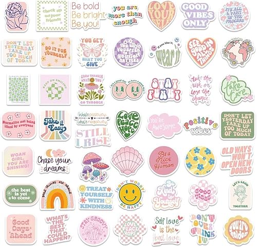 Miniatura 7 de Paquete de 100 calcomanías para niñas, mujeres y niños, 100 calcomanías estéticas impermeables de vinilo para botellas de agua, laptop, teléfono,