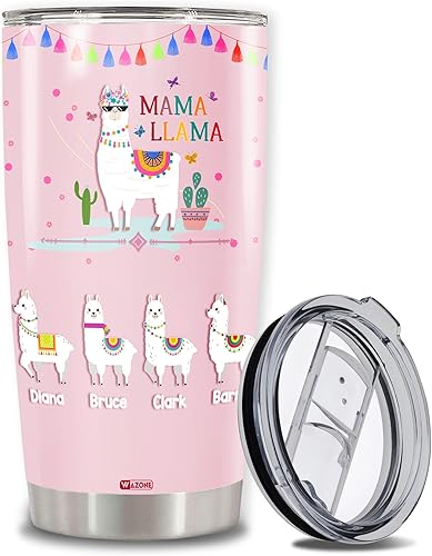 Miniatura 14 de WAZONE Vaso personalizado de 20 onzas y 30 onzas, con 2 nombres, taza de viaje de acero inoxidable con aislamiento para niños, regalo de cumpleaños