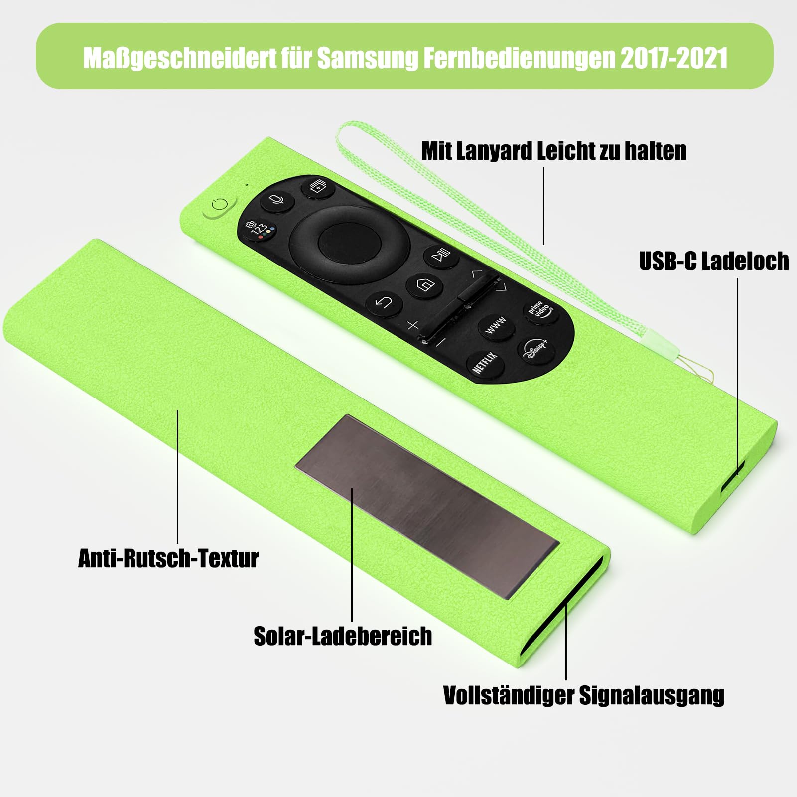 Custodia Protettiva per Telecomando Samsung (2021-2022) BN59-01357, BN59-01385, BN59-01265A - Silicone Antiscivolo e Antiurto (Blu Fluorescente + Verde Fluorescente)