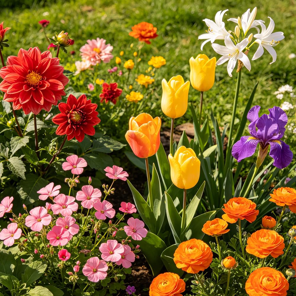 FloresRizoma multicolor - oficina de balcón primavera jardín resistentes interior exóticas jardín 60bulbos