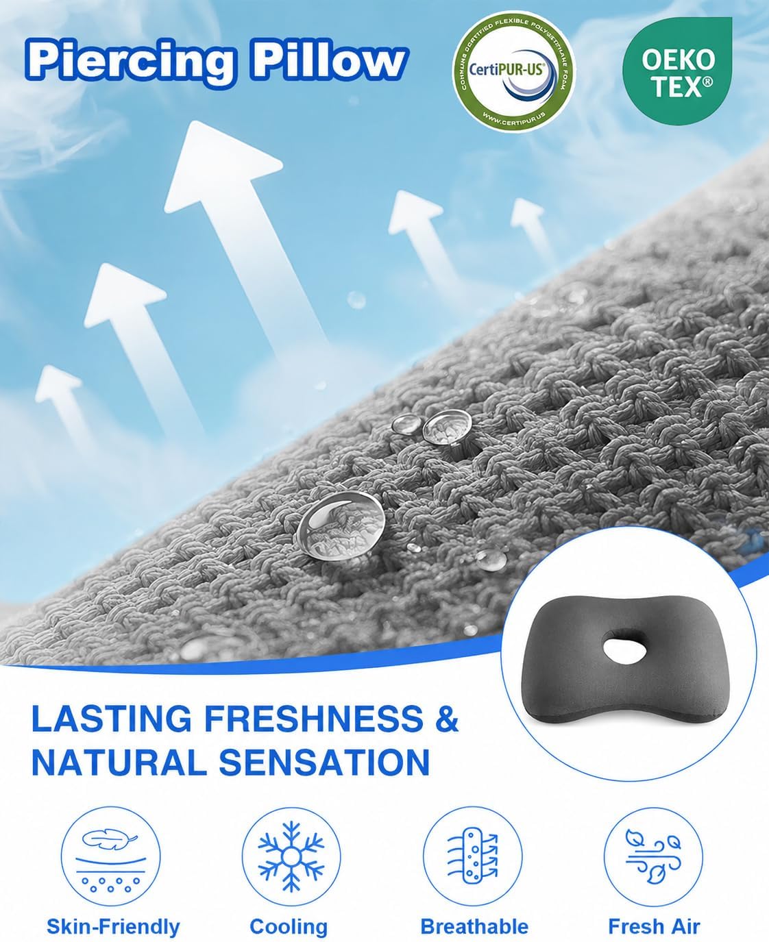 Ear Piercing Pillow for Side Sleepers,Memory Foam Ear Hole Pillow
