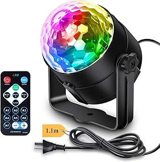 Apeocose Disco Ball Party Light Sound Activated Remote Control, 12 Modes DJ Strobe LED Light for Birthday Decorations Hall...
