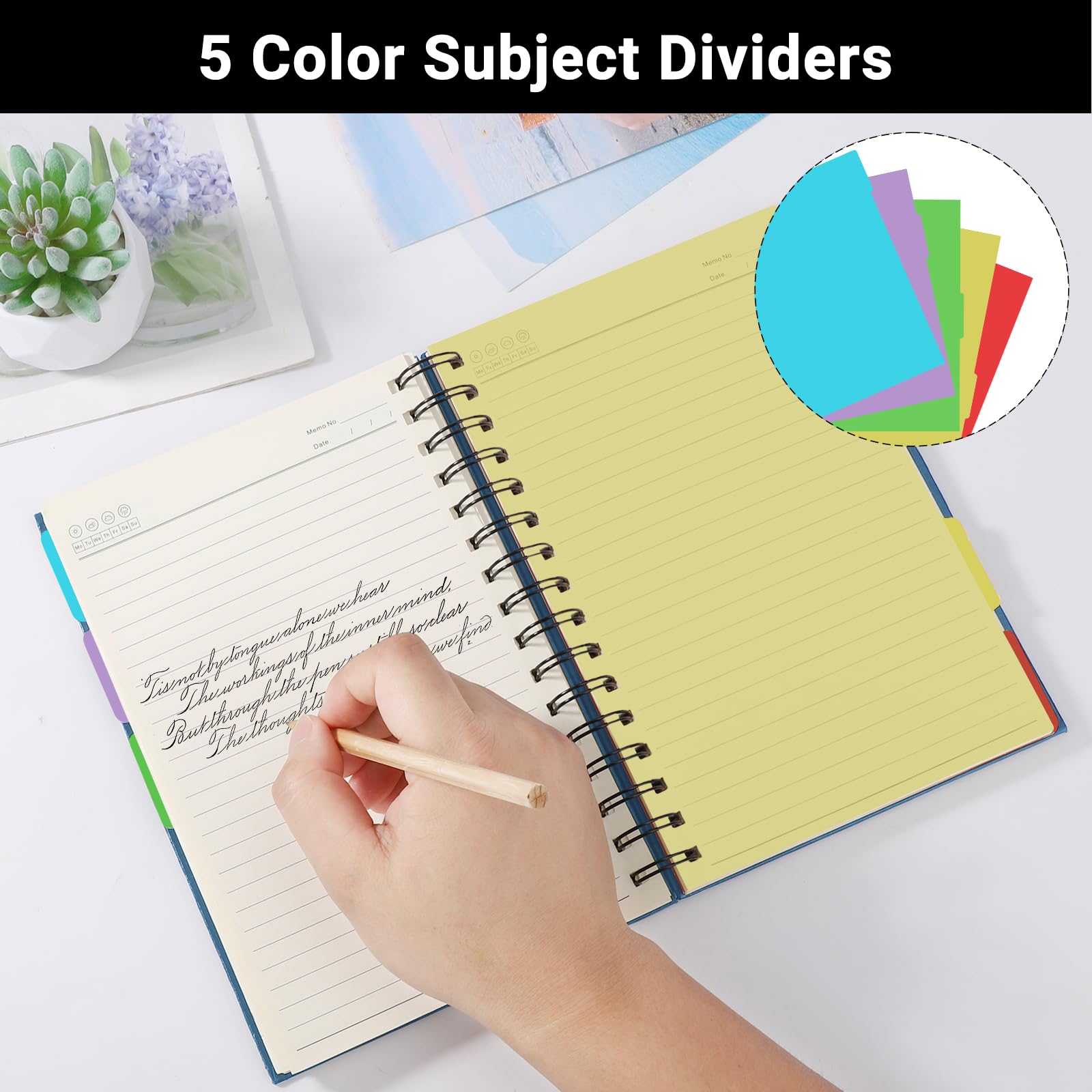 Quaderno A4 A Righe Con Copertina Rigida - 300 Pagine, Spirale Doppia, Verde, Per Appunti E Diario - Foto 9