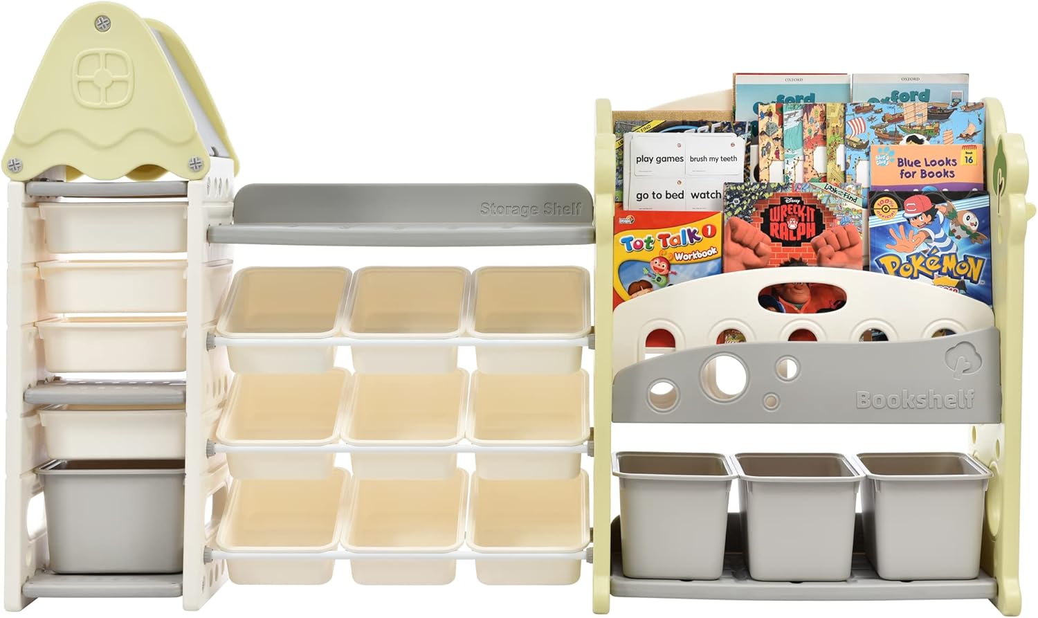 Merax Toy Storage Organizer with Kids Bookshelf, Toy