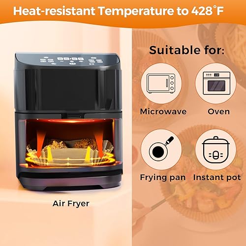 Miniatura 4 de Forro de papel desechable para freidora de aire 100 forros cuadrados de 63 pulgadas para freidora de aire grasa y agua cesta antiadherente de papel