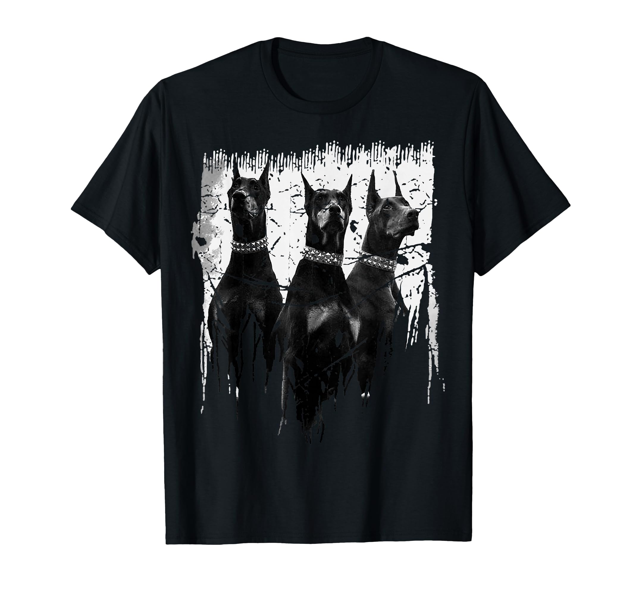 Dobermann Maglietta Uomo - T-Shirt Horror Con Teschio, Pitbull E Rottweiler - Stile Death Metal E Biker, Taglie Forti 4XL 5XL - 5