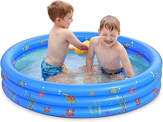GAWEI Paddling Pools for Kids,51in Inflatable Baby Swimming Pool 3 Ring Paddling Pool Inflatable Pool Indoor&Outdoor Small Paddling Swimming Pools for Kids (Blue, 100 * 35)
