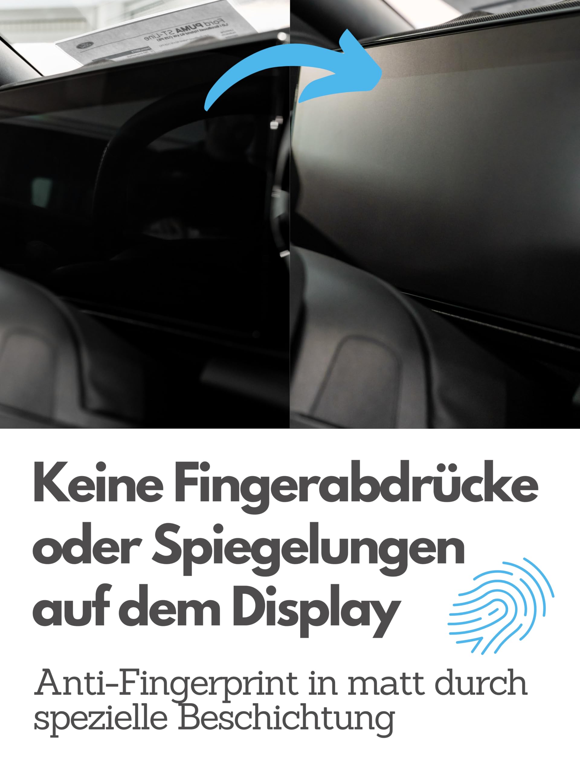 DISSKIN® Displayschutzfolie kompatibel mit versch. Ford Modellen, selbstheilend durch Wärme, Matt, antibakterielle Beschichtung, Anti-Fingerabdruck (Komp. zu Puma Facelift ab 24 inkl. Tacho)