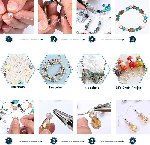 Miniatura 6 de Reofrey Kit de suministros para hacer joyas con accesorios, alicates, hallazgos, alambres de cuentas, herramientas de reparación de principiantes