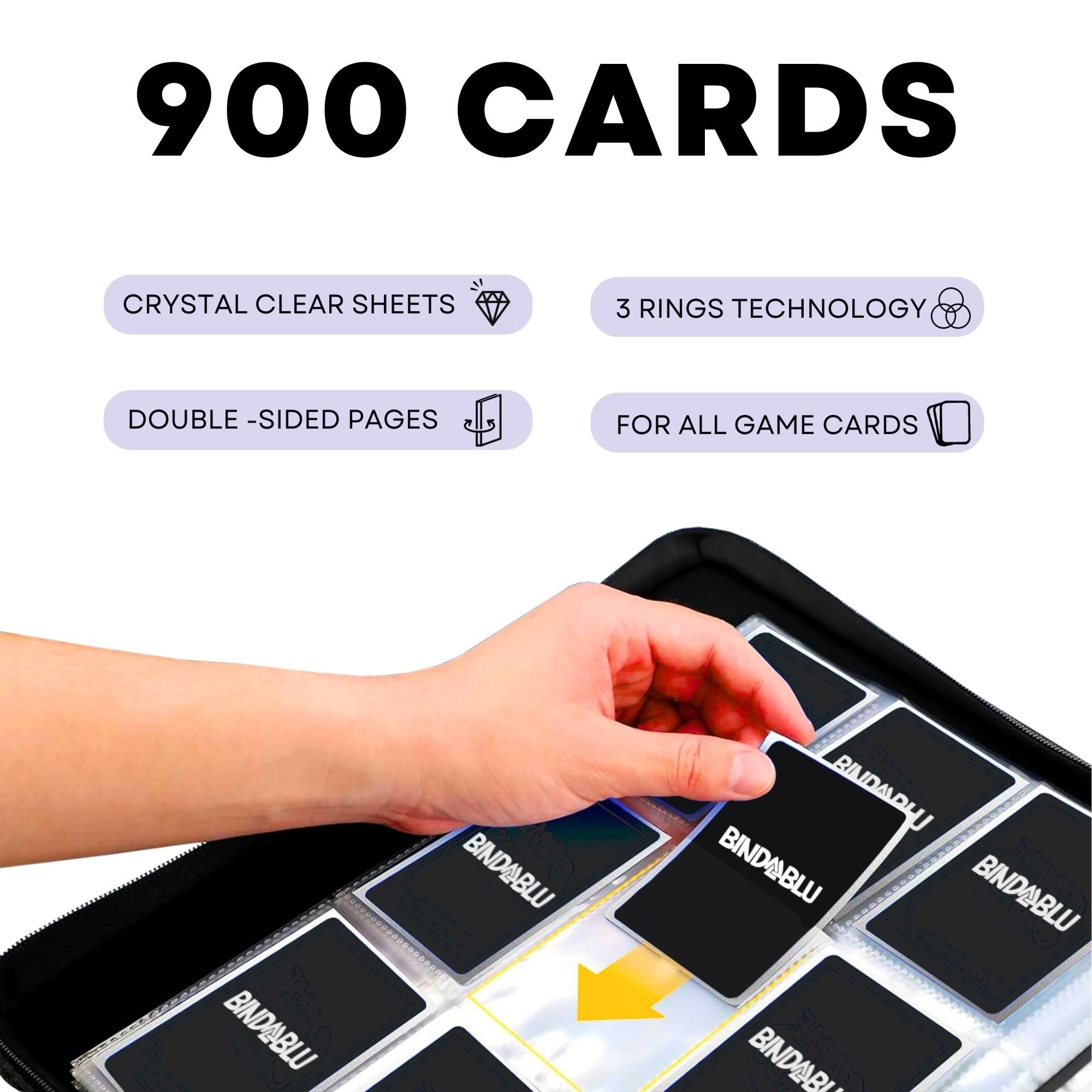 Carpeta de tarjetas de 9 bolsillos, 900 bolsillos, piel sintética 3D texturizada con 50 fundas extraíbles para tarjetas de tamaño estándar, carpeta de colección de tarjetas, carpeta TCG,