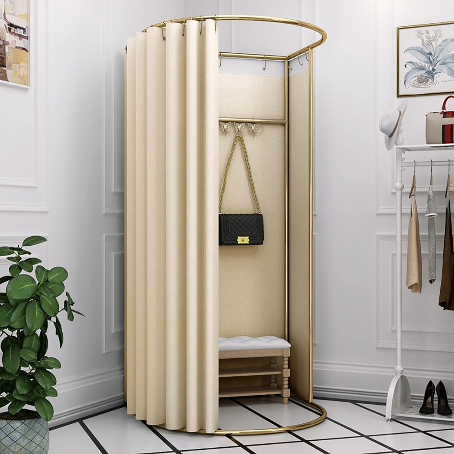 Camerino Portatile Spogliatoio Mobile 85x80x200cm | Tenda Cambio Abiti Per Negozi & Fiere - Foto 6