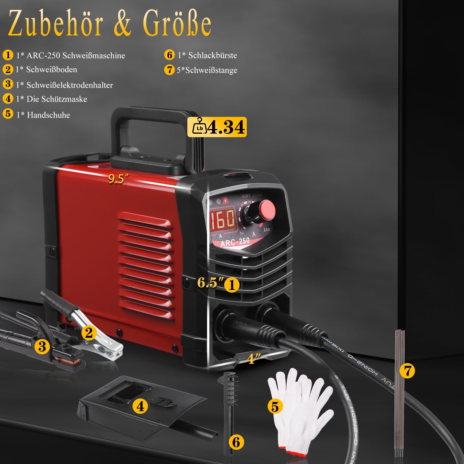 120A Mini Inverter Schweißgerät,MMA/ARC Elektroden Schweißgerät,IGBT inverter schweissgerät,handschweißgerät mit Synergische Steuerung,Heißstart,Bogenkraft und Anti-Stick-Funktion,LED-Anzeige